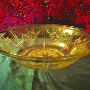 Vtg Federal Glass Co Sharon Cabbage Rose Berry Bwl